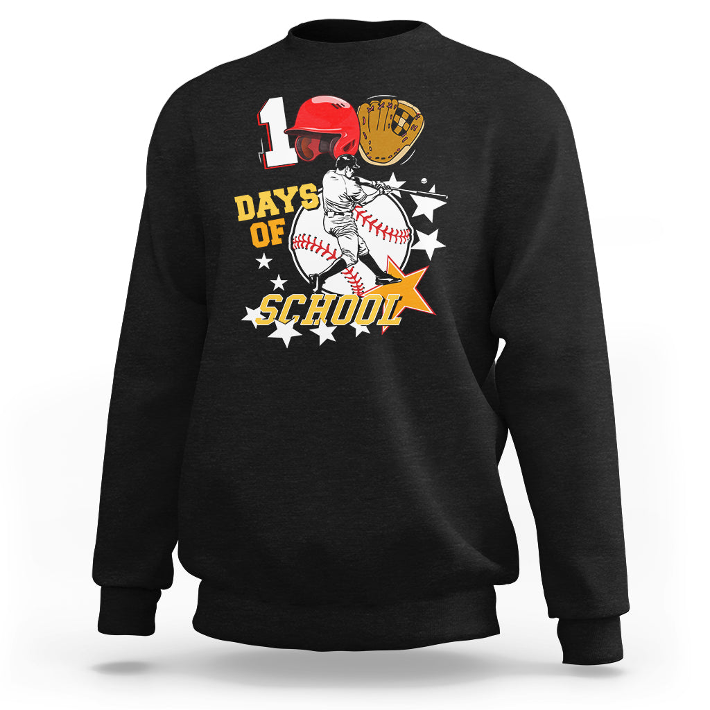 100th Day Of School Cool Baseball Player Sweatshirt - Wonder Print Shop