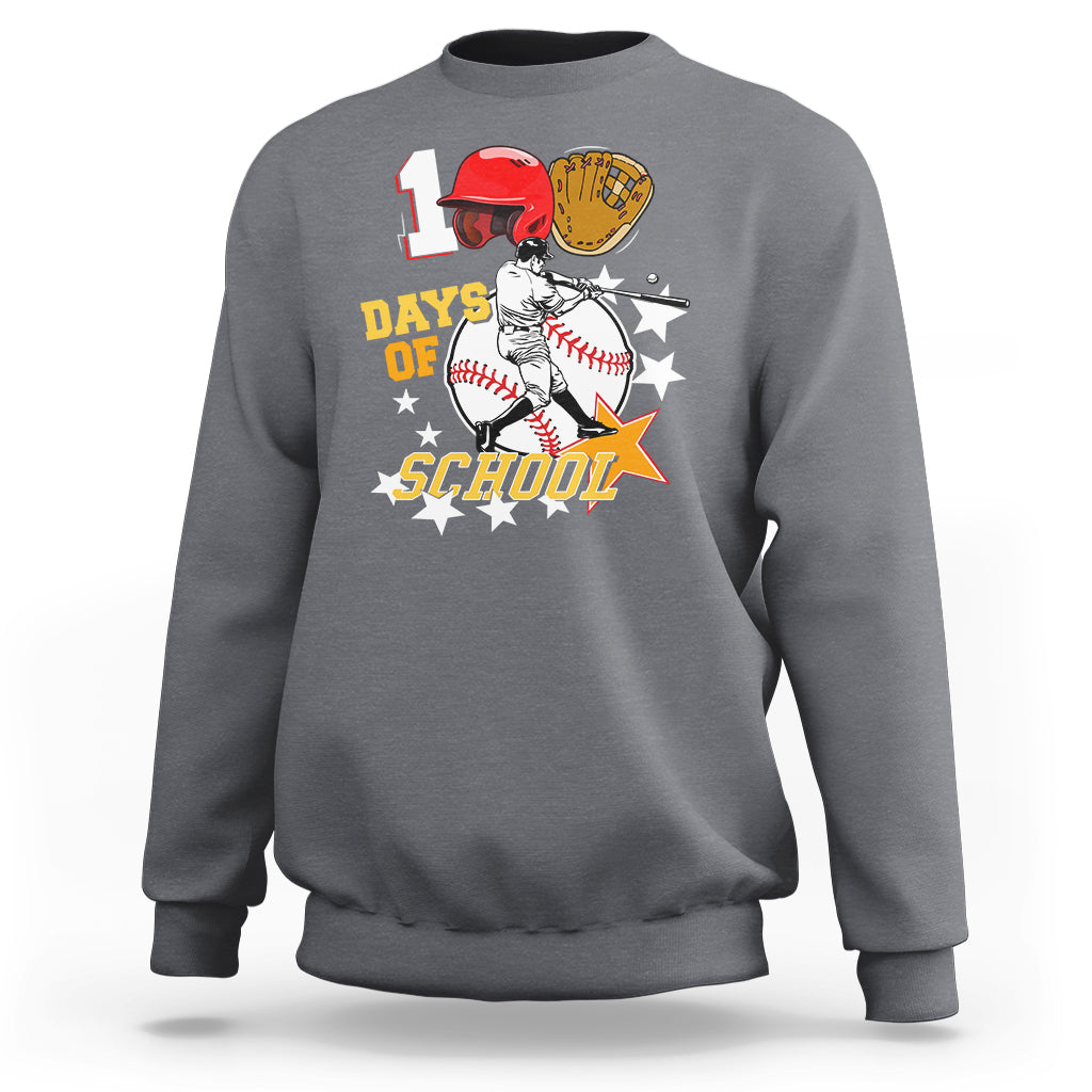 100th Day Of School Cool Baseball Player Sweatshirt - Wonder Print Shop