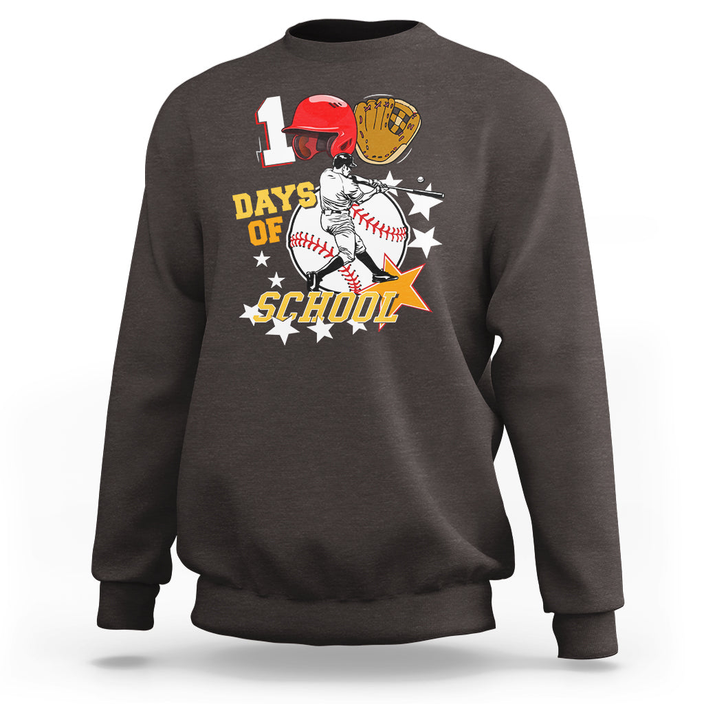 100th Day Of School Cool Baseball Player Sweatshirt - Wonder Print Shop