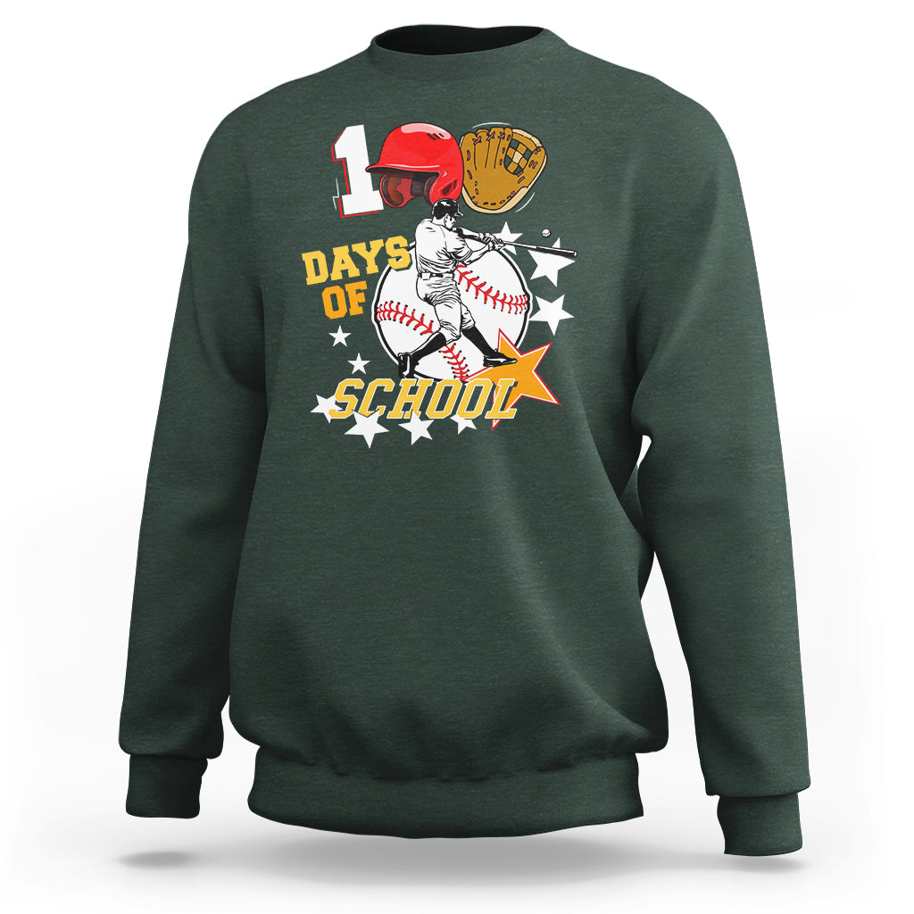 100th Day Of School Cool Baseball Player Sweatshirt - Wonder Print Shop