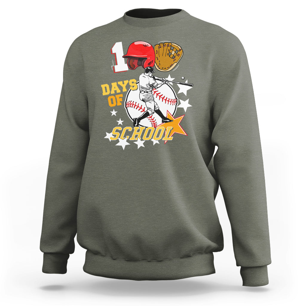 100th Day Of School Cool Baseball Player Sweatshirt - Wonder Print Shop