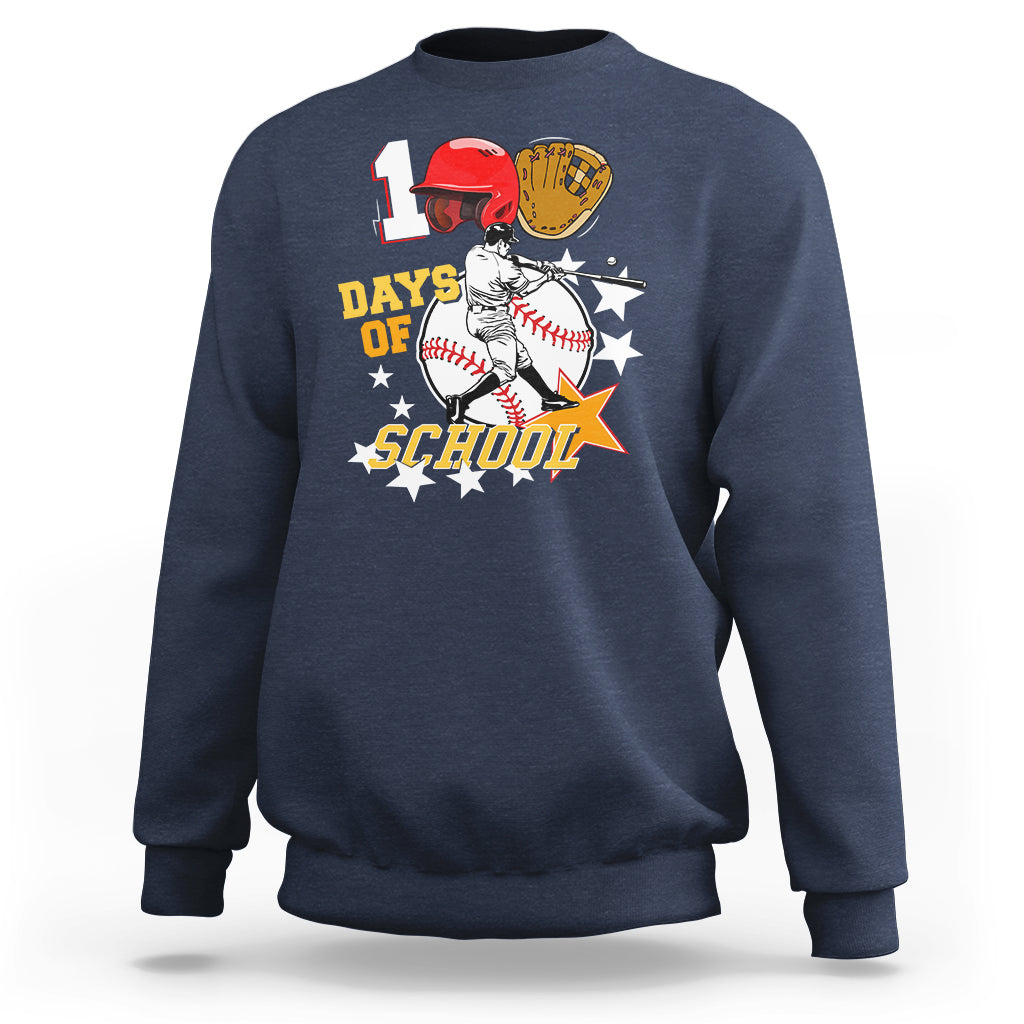 100th Day Of School Cool Baseball Player Sweatshirt - Wonder Print Shop