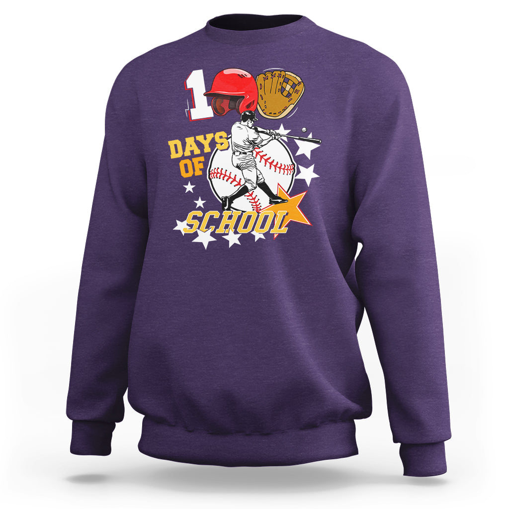 100th Day Of School Cool Baseball Player Sweatshirt - Wonder Print Shop
