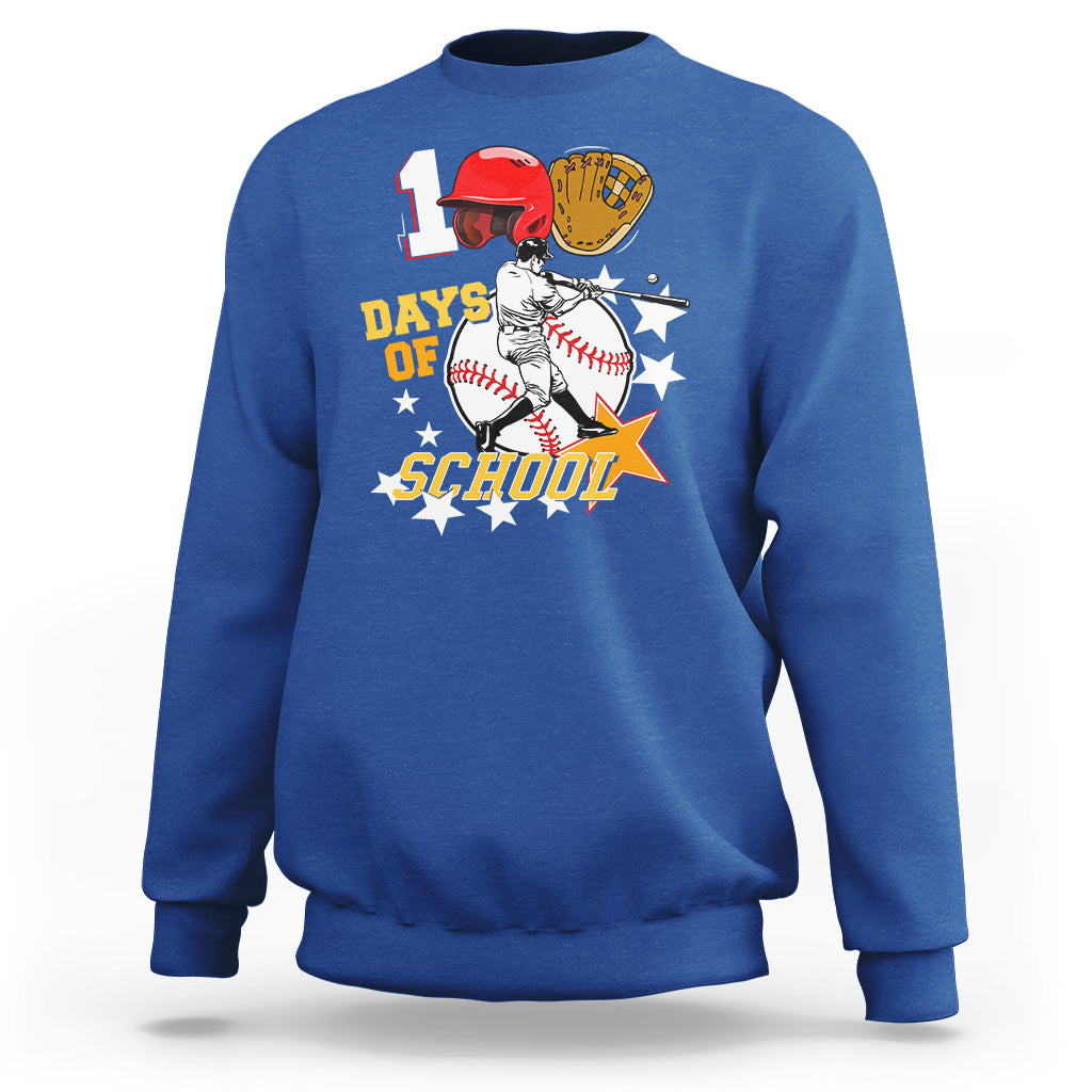 100th Day Of School Cool Baseball Player Sweatshirt - Wonder Print Shop