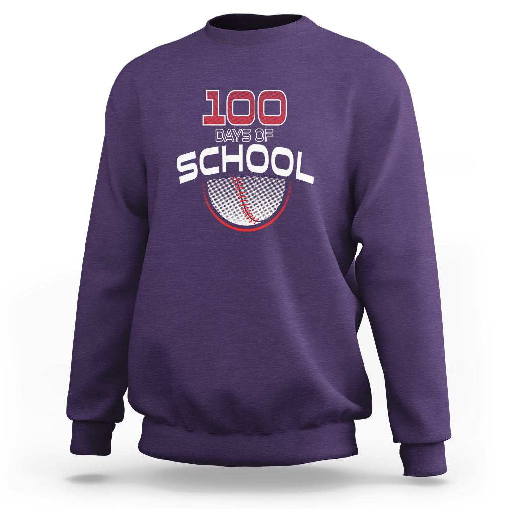 100th Day Of School Cool Baseball Player Sweatshirt - Wonder Print Shop