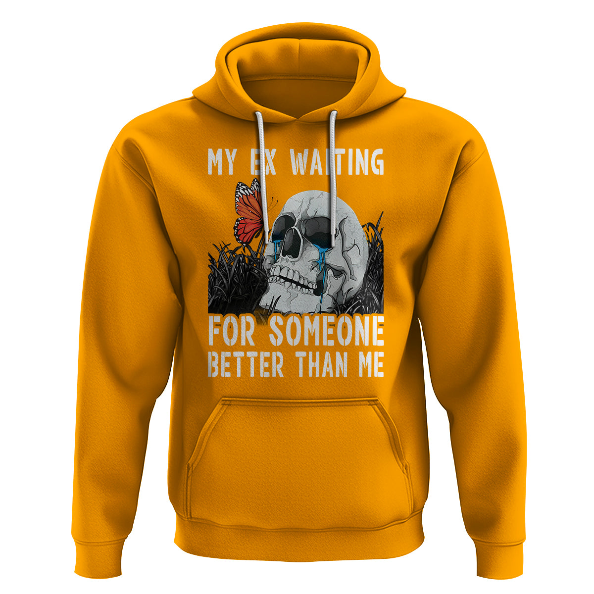 Break Up Hoodie Funny Skeleton My Ex Waiting For Someone Better Than Me - Wonder Print Shop