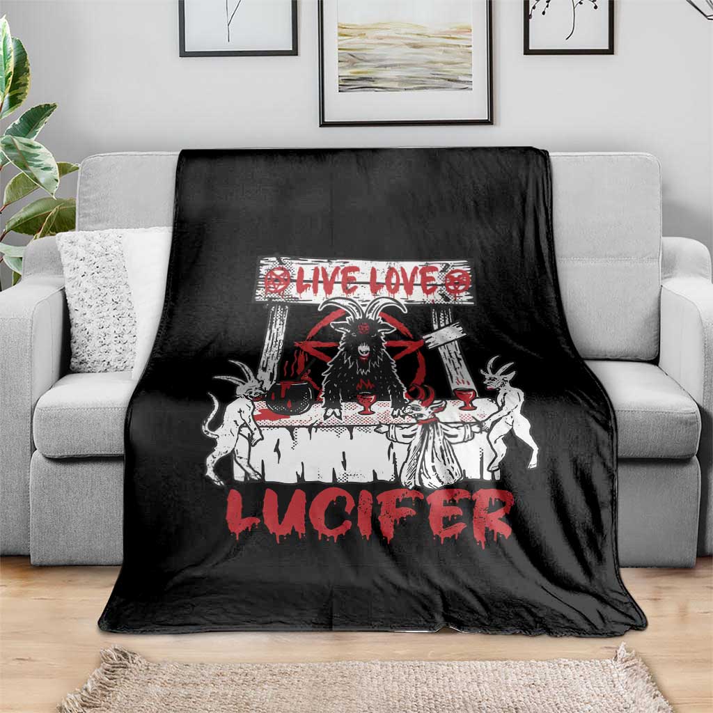 Halloween Satan Throw Blanket Live Love Lucifer Demon - Wonder Print Shop