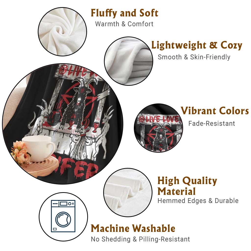 Halloween Satan Throw Blanket Live Love Lucifer Demon - Wonder Print Shop