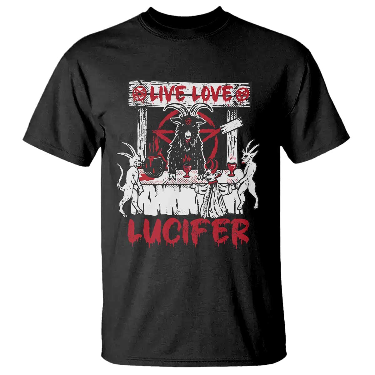 Halloween Satan T Shirt Live Love Lucifer Demon - Wonder Print Shop