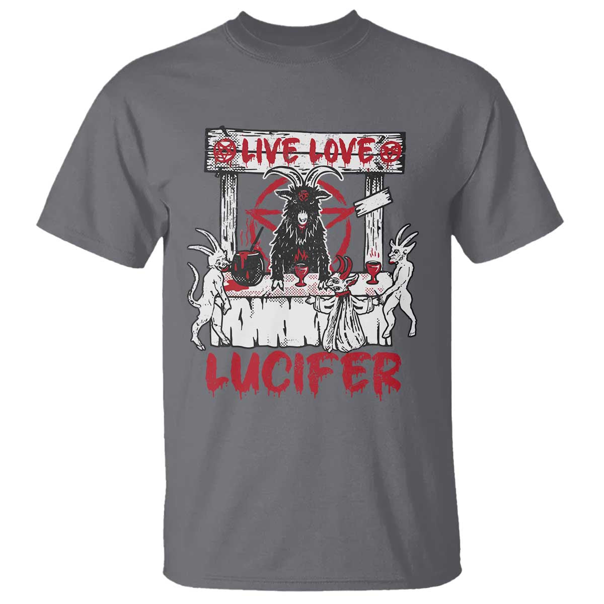 Halloween Satan T Shirt Live Love Lucifer Demon - Wonder Print Shop