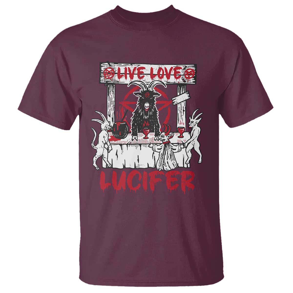 Halloween Satan T Shirt Live Love Lucifer Demon - Wonder Print Shop