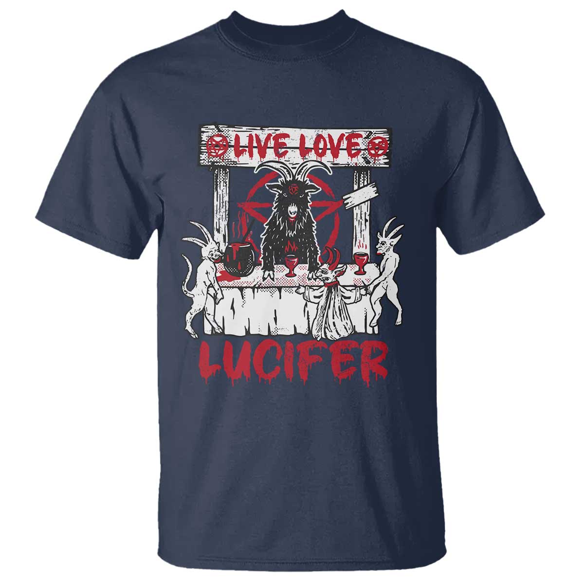 Halloween Satan T Shirt Live Love Lucifer Demon - Wonder Print Shop