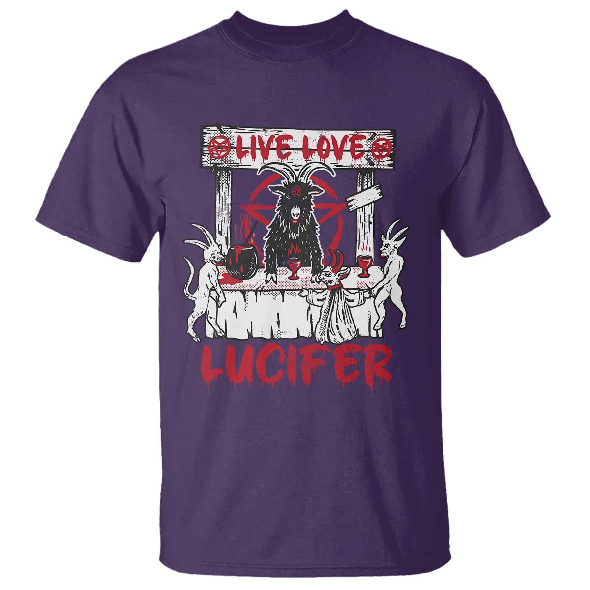 Halloween Satan T Shirt Live Love Lucifer Demon - Wonder Print Shop