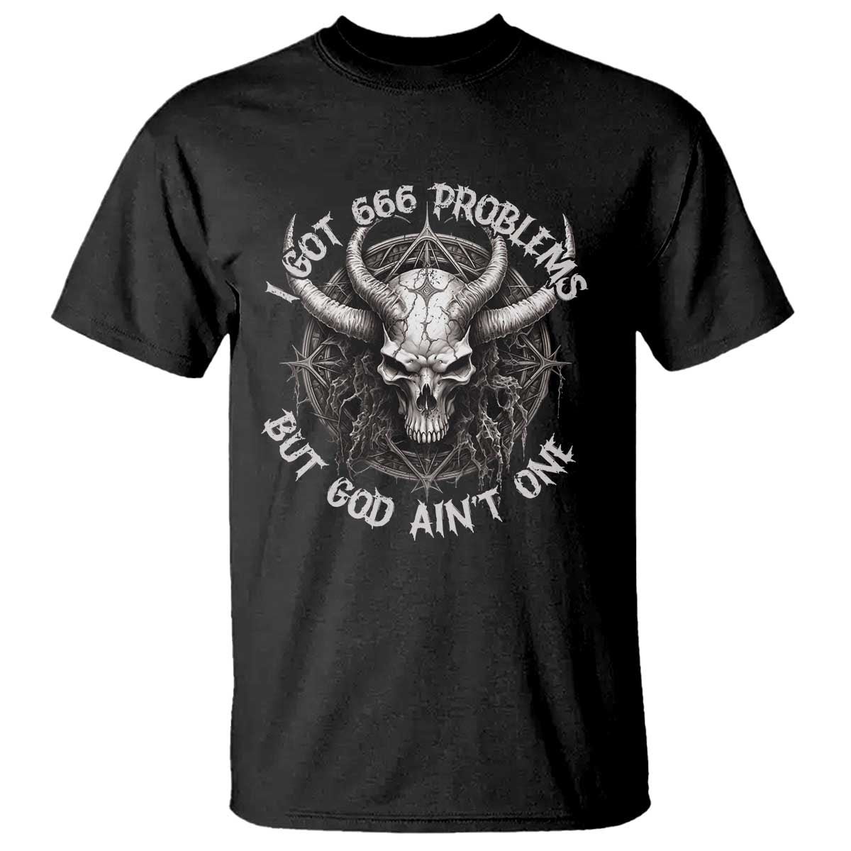 Halloween Satan T Shirt I Got 666 Problems Pentagram - Wonder Print Shop