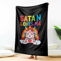 Funny Halloween Throw Blanket Satan Loves Me Rainbow Goat - Wonder Print Shop