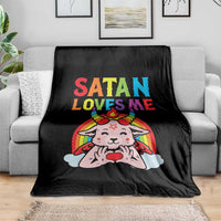 Funny Halloween Throw Blanket Satan Loves Me Rainbow Goat - Wonder Print Shop