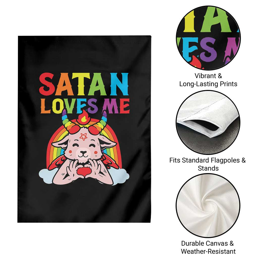 Funny Halloween Garden Flag Satan Loves Me Rainbow Goat - Wonder Print Shop