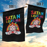 Funny Halloween Garden Flag Satan Loves Me Rainbow Goat - Wonder Print Shop