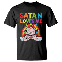 Funny Halloween T Shirt Satan Loves Me Rainbow Goat - Wonder Print Shop