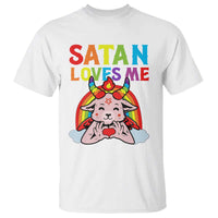 Funny Halloween T Shirt Satan Loves Me Rainbow Goat - Wonder Print Shop