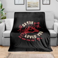 Funny Halloween Throw Blanket Satan Loves You For Who You Are - Wonder Print Shop