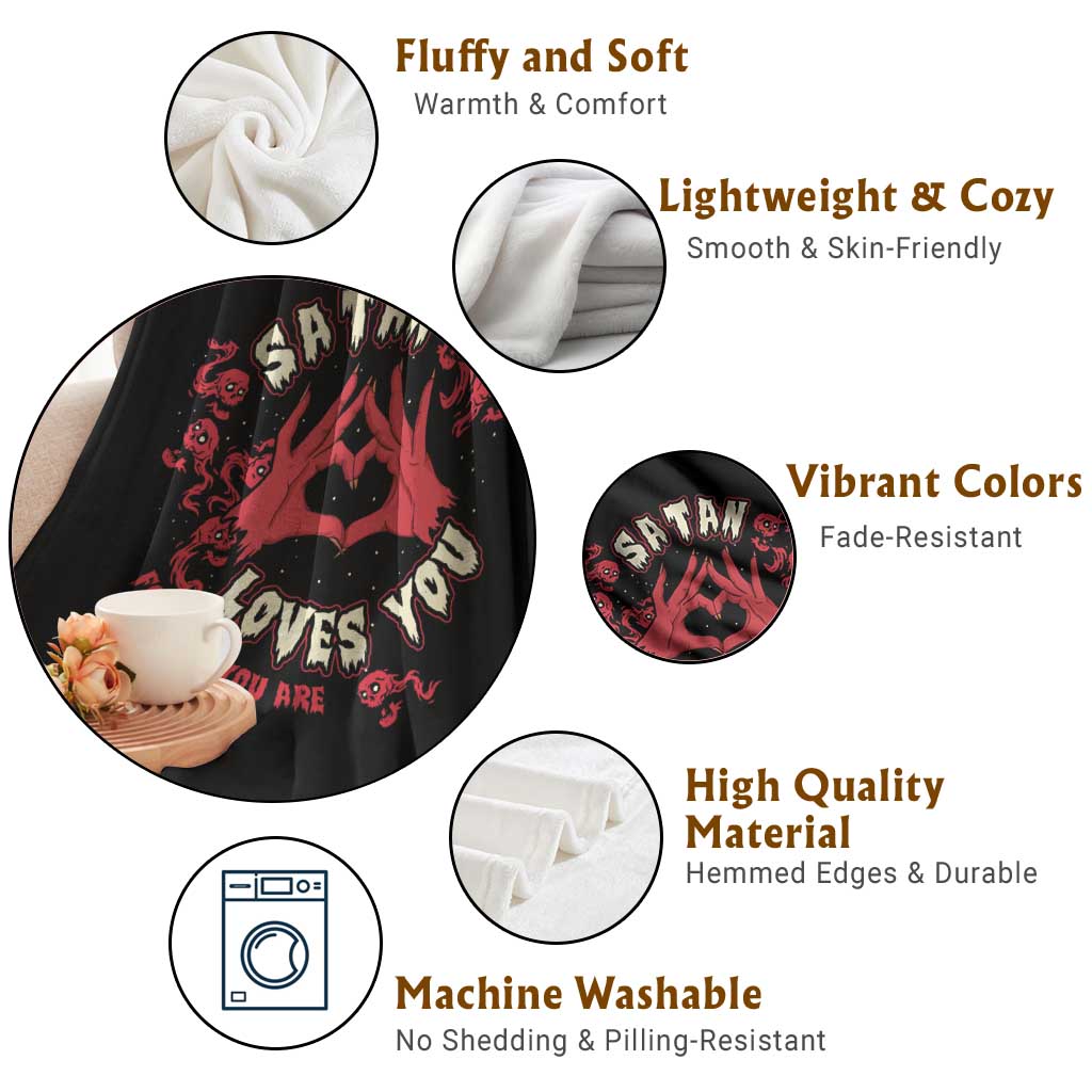 Funny Halloween Throw Blanket Satan Loves You For Who You Are - Wonder Print Shop