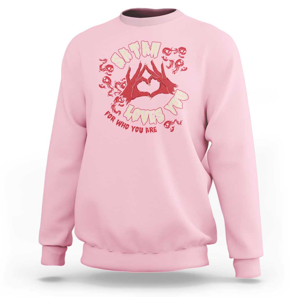 Funny Halloween Sweatshirt Satan Loves You For Who You Are - Wonder Print Shop
