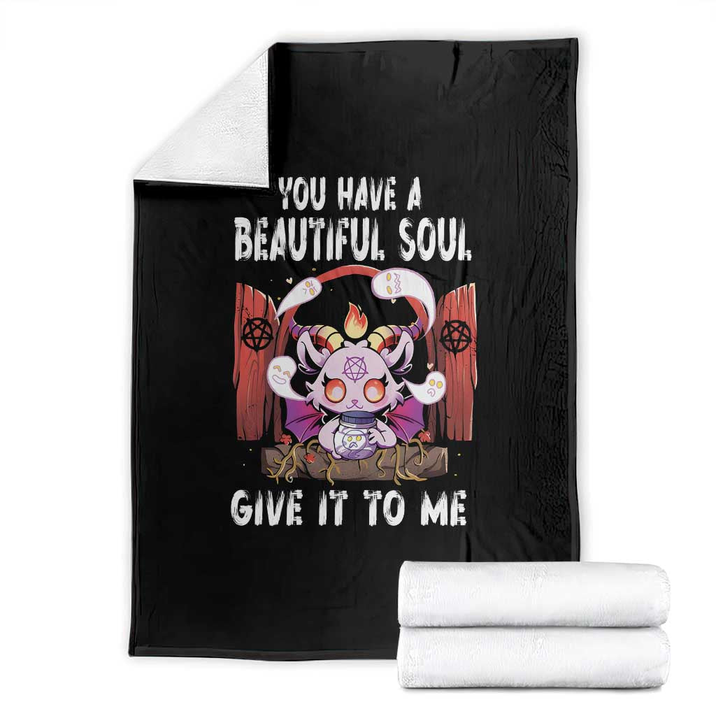 Kawaii Satan Halloween Throw Blanket You Have a Beautiful Soul - Wonder Print Shop