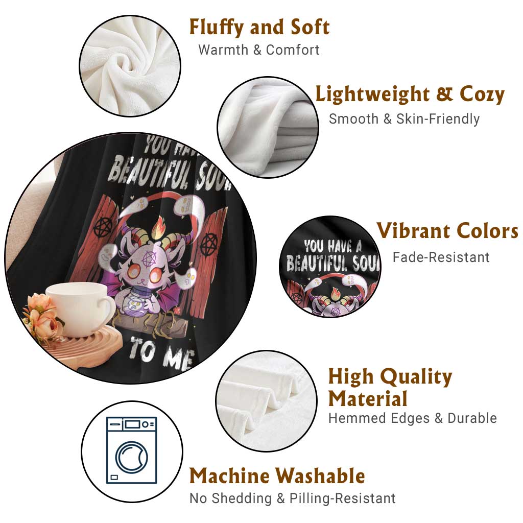 Kawaii Satan Halloween Throw Blanket You Have a Beautiful Soul - Wonder Print Shop