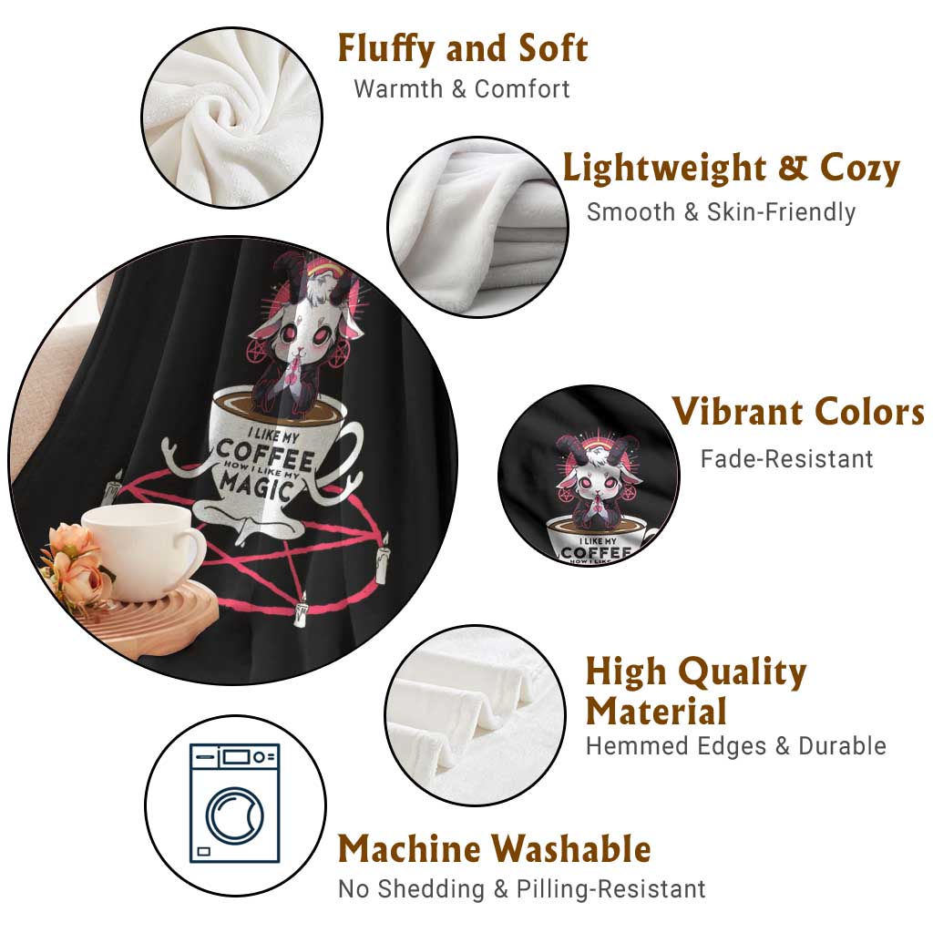 Funny Halloween Coffee Lover Throw Blanket Satan I Like My Coffee - Wonder Print Shop