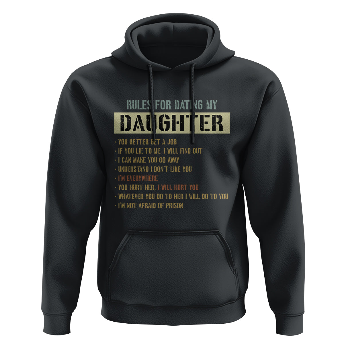 Dad Daughter Hoodie Funny Rules For Dating My Daughter - Wonder Print Shop