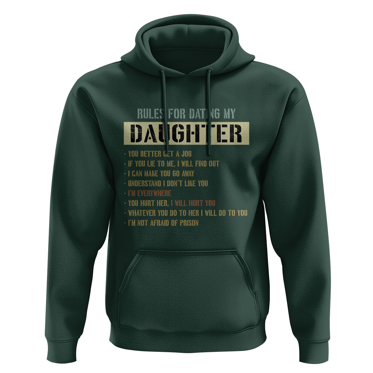 Dad Daughter Hoodie Funny Rules For Dating My Daughter - Wonder Print Shop