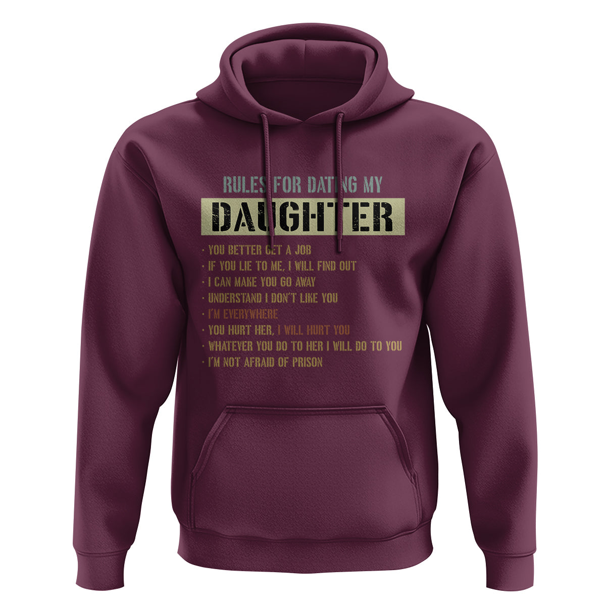 Dad Daughter Hoodie Funny Rules For Dating My Daughter - Wonder Print Shop