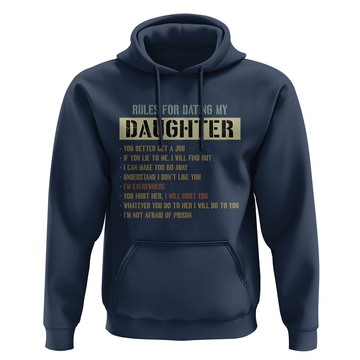 Dad Daughter Hoodie Funny Rules For Dating My Daughter - Wonder Print Shop