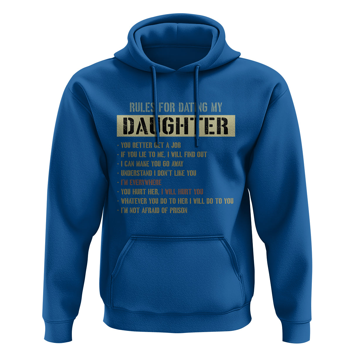 Dad Daughter Hoodie Funny Rules For Dating My Daughter - Wonder Print Shop
