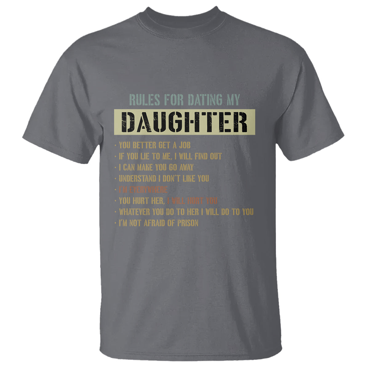Dad Daughter T Shirt Funny Rules For Dating My Daughter - Wonder Print Shop