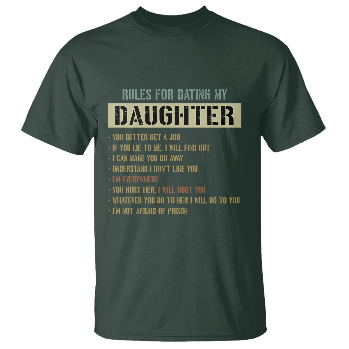 Dad Daughter T Shirt Funny Rules For Dating My Daughter - Wonder Print Shop