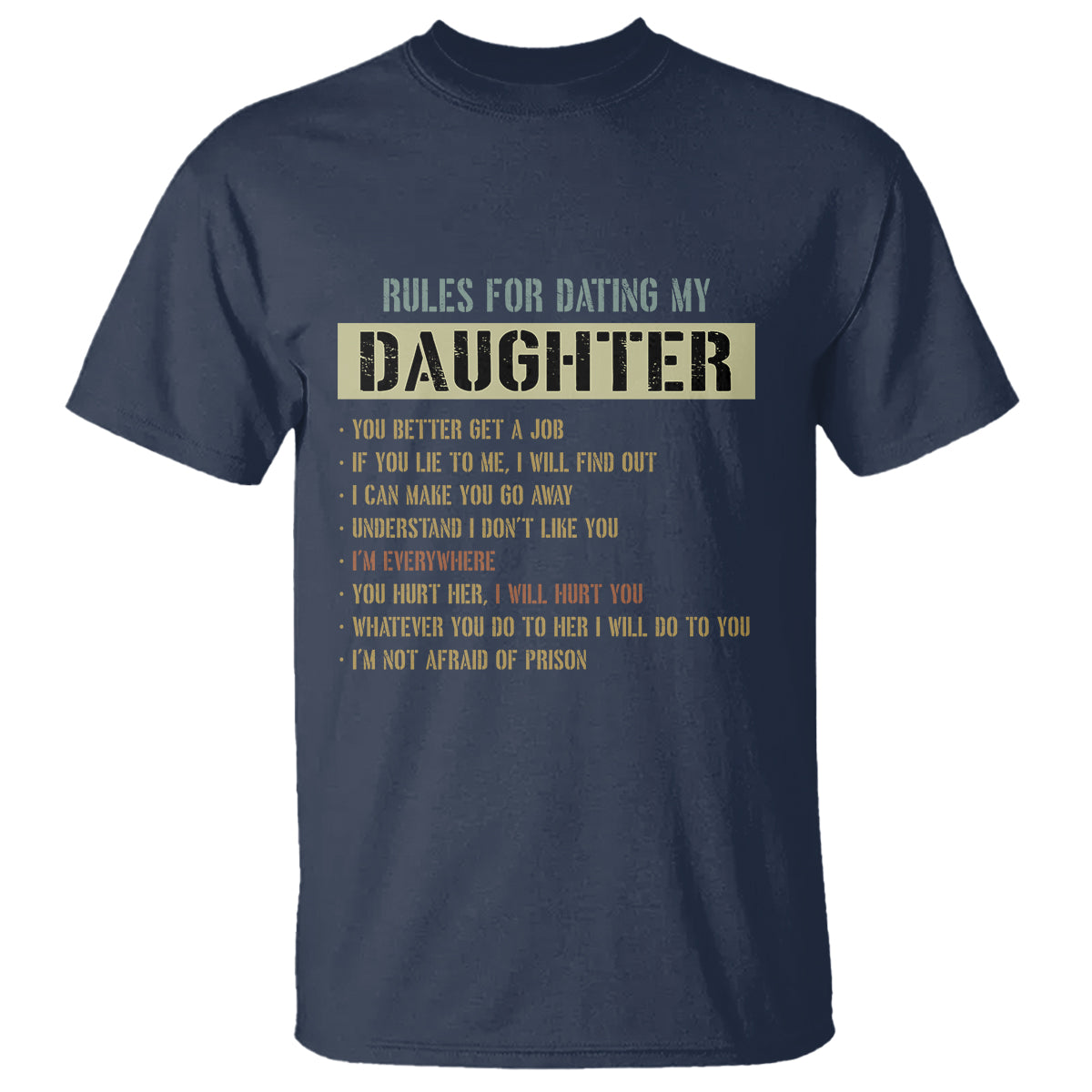 Dad Daughter T Shirt Funny Rules For Dating My Daughter - Wonder Print Shop