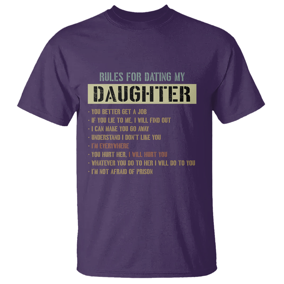 Dad Daughter T Shirt Funny Rules For Dating My Daughter - Wonder Print Shop