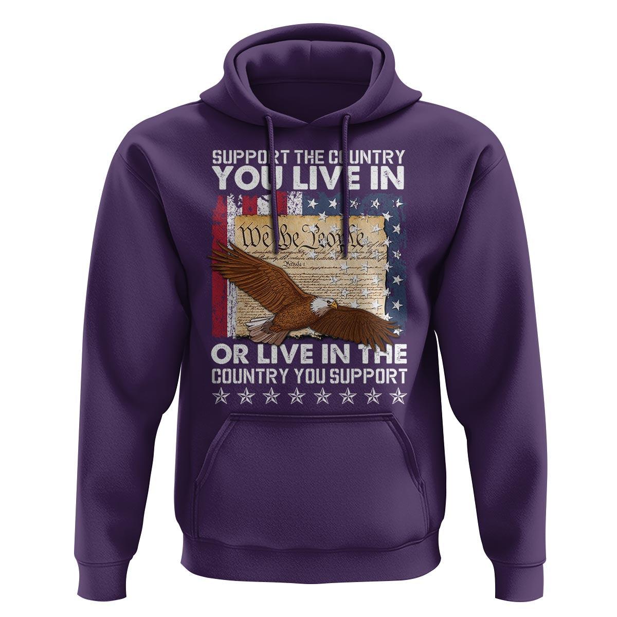 American Patriotic Hoodie Support The Country You Live In The Country You Support - Wonder Print Shop