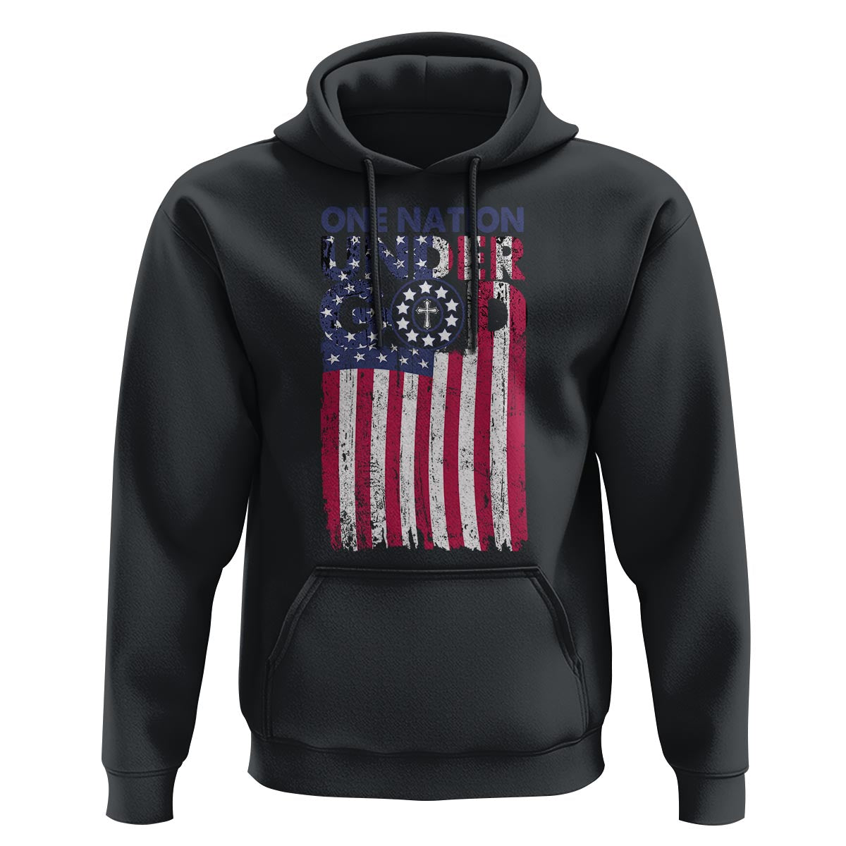 American Patriotic Hoodie One Nation Under God Christ Christian - Wonder Print Shop