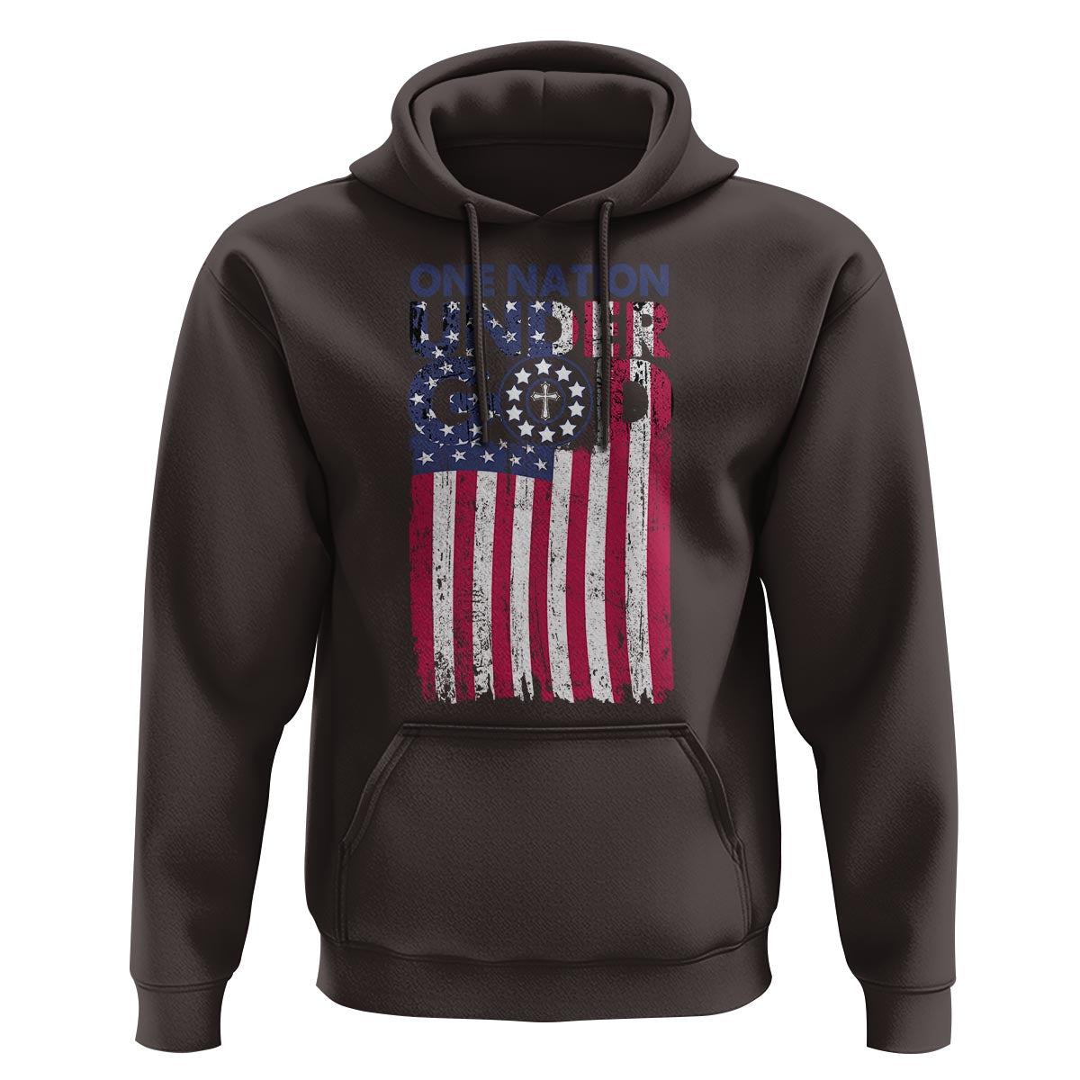 American Patriotic Hoodie One Nation Under God Christ Christian - Wonder Print Shop