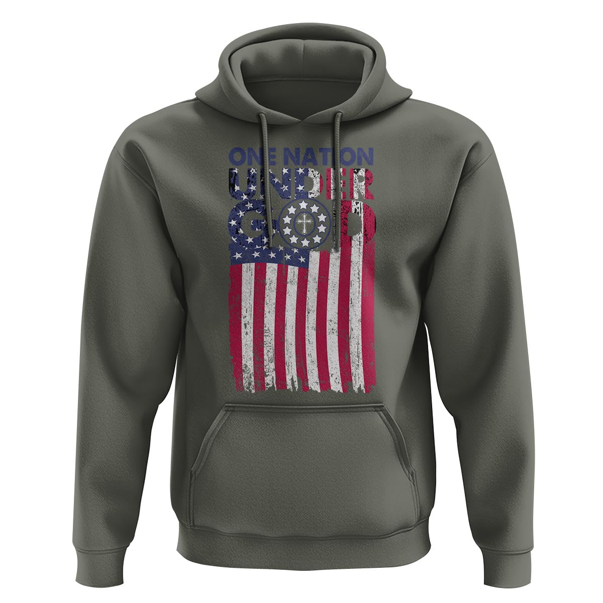 American Patriotic Hoodie One Nation Under God Christ Christian - Wonder Print Shop