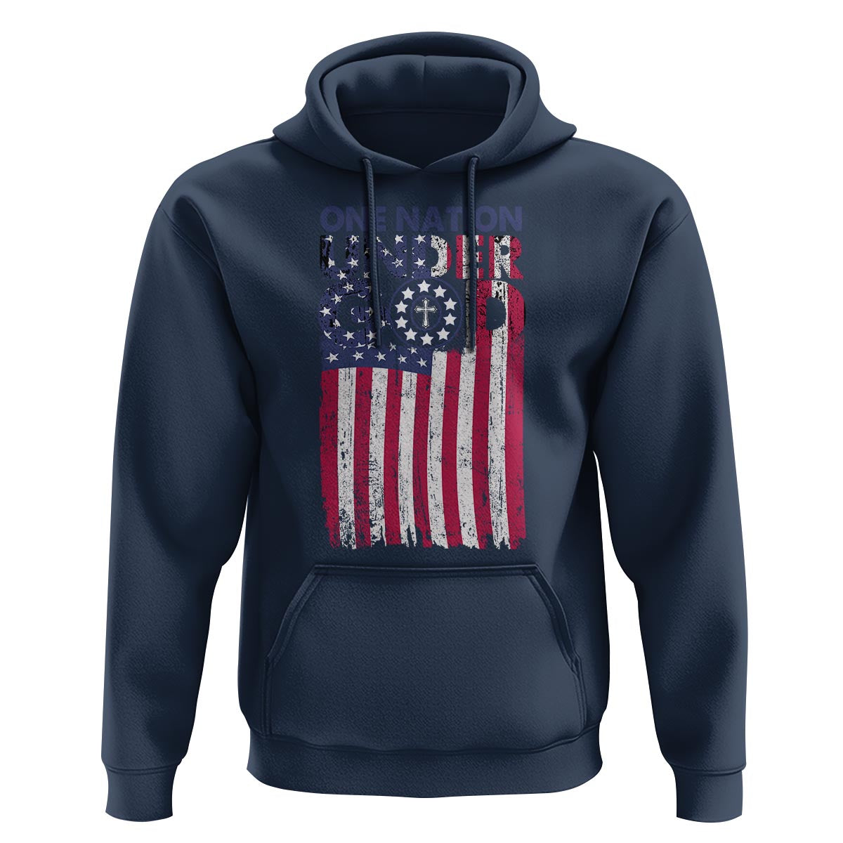 American Patriotic Hoodie One Nation Under God Christ Christian - Wonder Print Shop