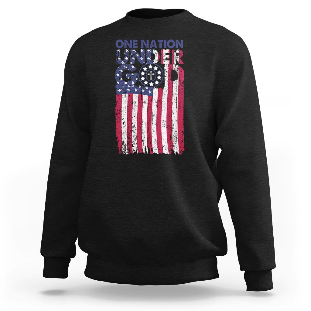 American Patriotic Sweatshirt One Nation Under God Christ Christian - Wonder Print Shop