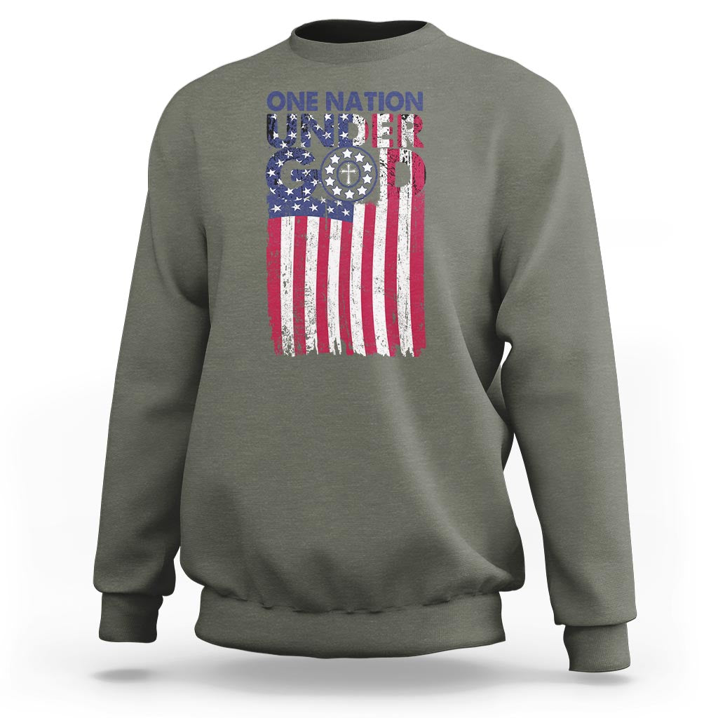 American Patriotic Sweatshirt One Nation Under God Christ Christian - Wonder Print Shop