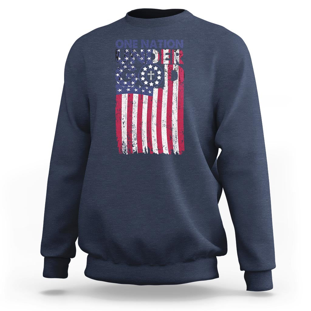 American Patriotic Sweatshirt One Nation Under God Christ Christian - Wonder Print Shop