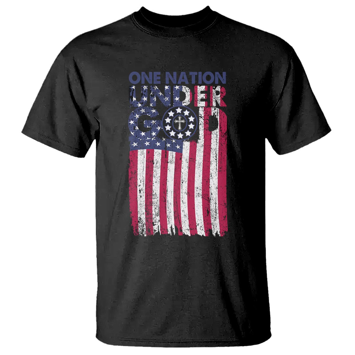 American Patriotic T Shirt One Nation Under God Christ Christian - Wonder Print Shop