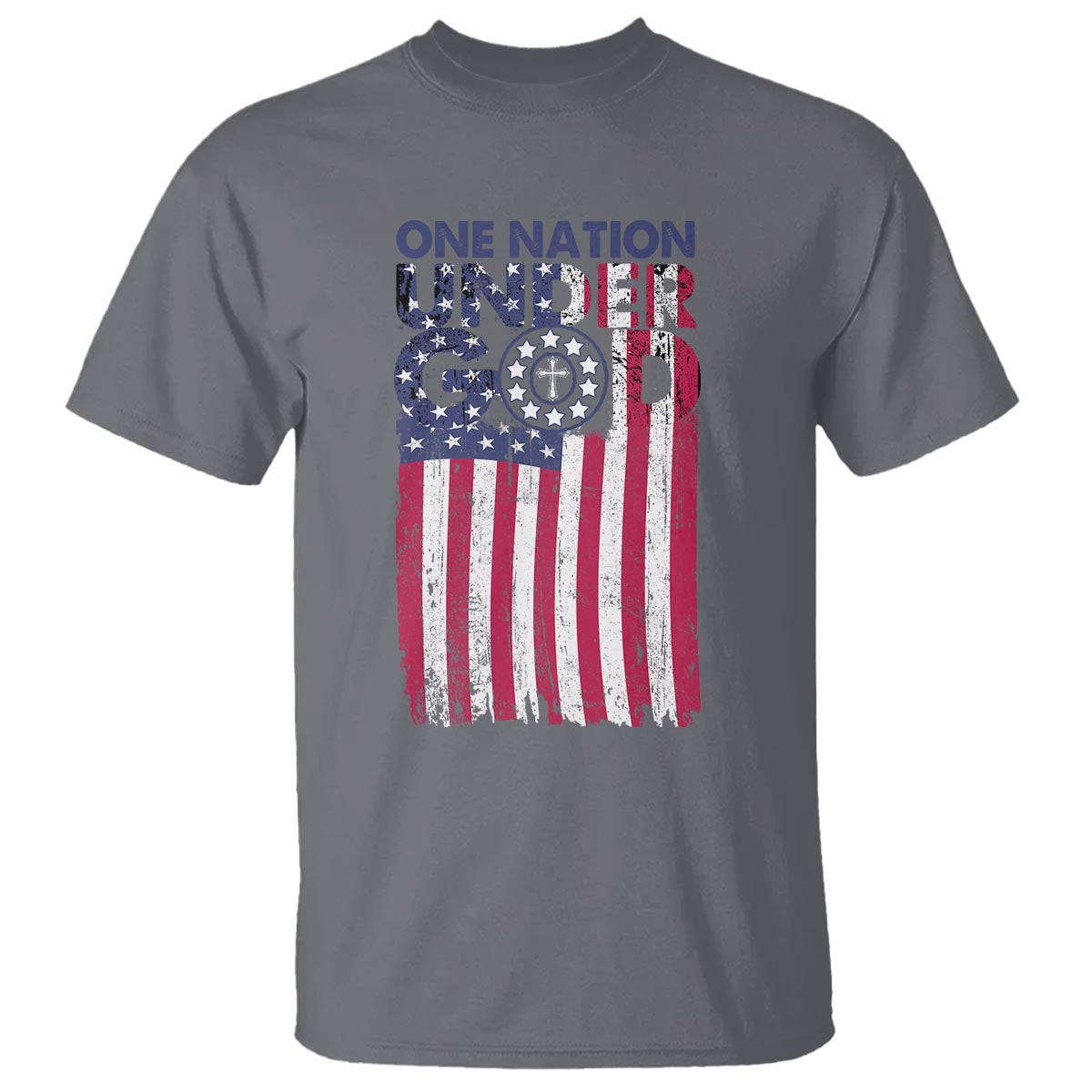 American Patriotic T Shirt One Nation Under God Christ Christian - Wonder Print Shop