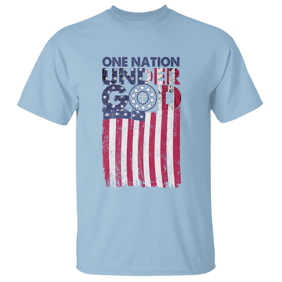 American Patriotic T Shirt One Nation Under God Christ Christian - Wonder Print Shop